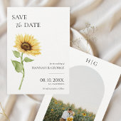 Minimalistische zonnebloem foto boog bruiloft save the date
