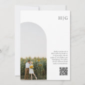 Minimalistische zonnebloem foto boog QR code bruil Kaart (Achterkant)