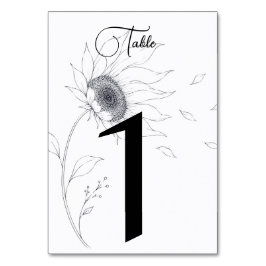 Minimalistische Zonnebloem Huwelijk Tafel Nummers Kaart