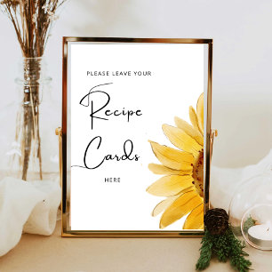 Minimalistische zonnebloem laat je receptkaart hie poster