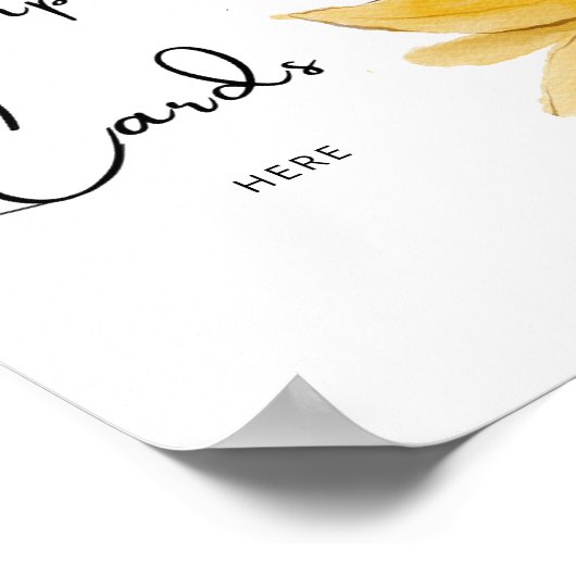 Minimalistische zonnebloem laat je receptkaart hie poster (Hoek)