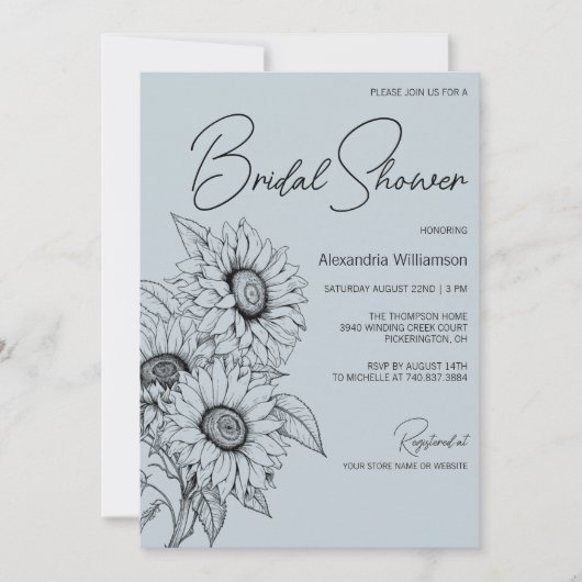 Minimalistische Zonnebloem op Blauw Vrijgezellenfe Kaart (Voorkant)