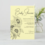 Minimalistische zonnebloem op geel Baby shower Kaart (Staand voorkant)