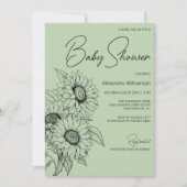 Minimalistische Zonnebloem op Sage Groen Baby show Kaart (Voorkant)