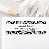 Minimalistische Zonnebloem Zwart en Wit Etiket (Insitu)