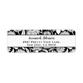 Minimalistische Zonnebloem Zwart en Wit Etiket (Voorkant)