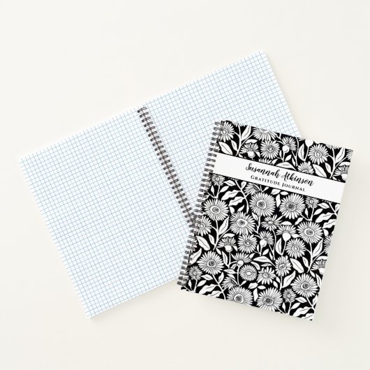 Minimalistische Zonnebloem Zwart en Wit Notitieboek (Binnen)