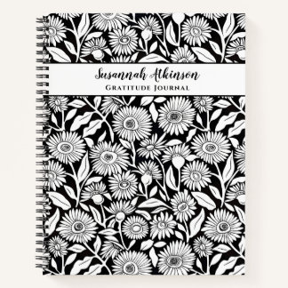 Minimalistische Zonnebloem Zwart en Wit Notitieboek