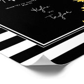 Minimalistische zonnebloem zwart gestreepte huweli poster (Hoek)