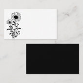 Minimalistische Zonnebloem Zwart Wit Bloemen Huwel Plaatskaartje (Voorkant / Achterkant)