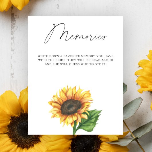 Minimalistische zonnebloemherinneringen met de bru poster