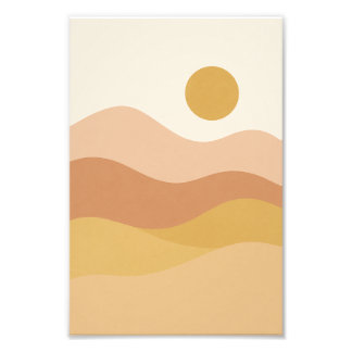 Minimalistische Zonsondergang Abstract Landschap P Foto Afdruk