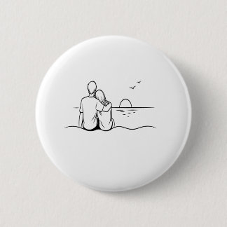 Minimalistische Zonsondergang Moment Lijnkunst Ronde Button 5,7 Cm