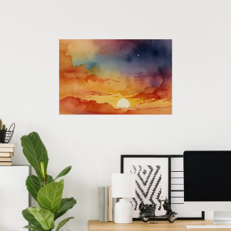 Minimalistische Zonsopgang Muur Kunst Print
