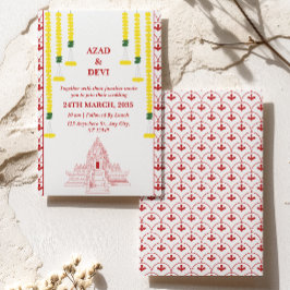 Minimalistische Zuid-Indiase bruiloft Kaart