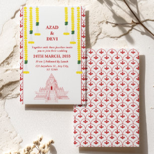 Minimalistische Zuid-Indiase bruiloft Kaart