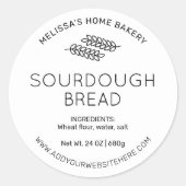 Minimalistische zuurdesem bakkerij brood modern ronde sticker (Voorkant)