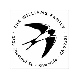 Minimalistische Zwaluw Vogel Familie Naam Retourad Zelfinktende Stempel