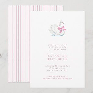 Minimalistische Zwanen- en Roze Lint Meisjes Verja Kaart