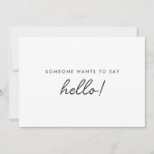 Minimalistische zwangerschap 'Iemand wil hallo zeg Aankondiging (Voorkant)
