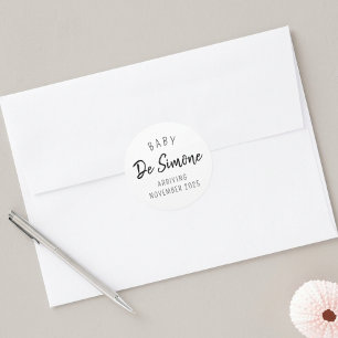 Minimalistische zwangerschapsaankondiging ronde sticker