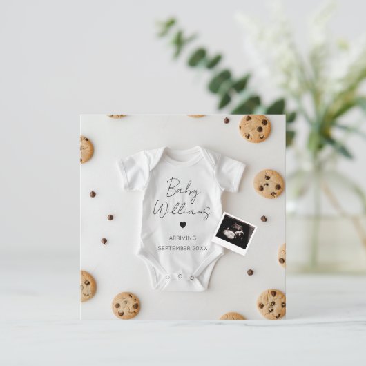 Minimalistische zwangerschapsaankondiging van cook kaart (Staand voorkant)