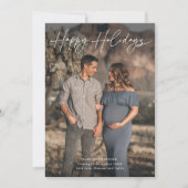 Minimalistische zwangerschapsfoto met tekst feestdagenkaart (Voorkant)