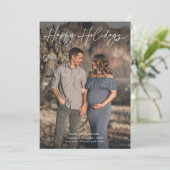 Minimalistische zwangerschapsfoto met tekst feestdagenkaart (Staand voorkant)