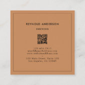Minimalistische Zwart Bruine Strepen QR Code Bakke Vierkante Visitekaartje (Achterkant)