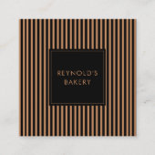Minimalistische Zwart Bruine Strepen QR Code Bakke Vierkante Visitekaartje (Voorkant)