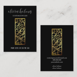 Minimalistische zwart en gouden sieraden visitekaartje