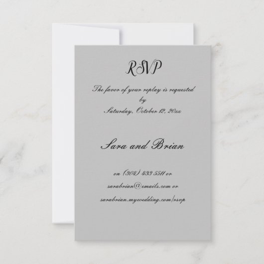 Minimalistische zwart en grijs bruiloft reactie Ka RSVP Kaartje (Voorkant)