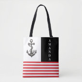 Minimalistische Zwart en Rood Anker Aangepaste Naa Tote Bag (Voorkant)