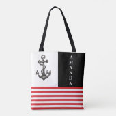 Minimalistische Zwart en Rood Anker Aangepaste Naa Tote Bag (Achterkant)