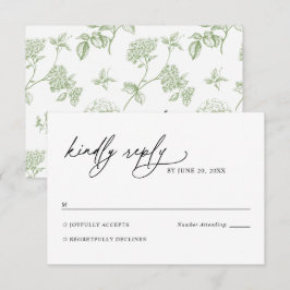 Minimalistische Zwart en Wit Groene Trouw RSVP Kaa Kaartje
