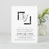 Minimalistische Zwart en Wit Hart Bar Trouw Suite Kaart (Staand voorkant)