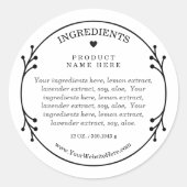 Minimalistische Zwart en Wit Ingrediënten Sticker (Voorkant)