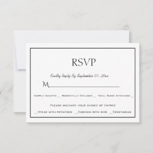 Minimalistische Zwart en Wit Menu Keuze RSVP Kaart