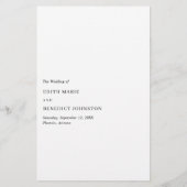 Minimalistische Zwart en Wit Moderne Trouwmenu (Achterkant)