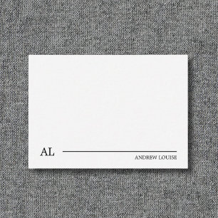 Minimalistische Zwart en Wit Monogram Lijn Zakelij Notitiekaartje