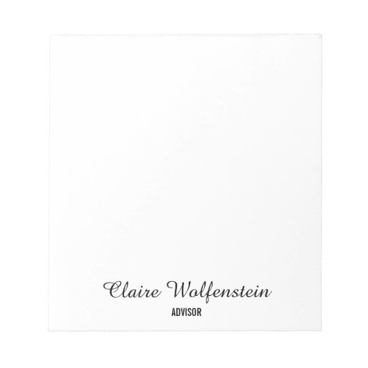 Minimalistische Zwart en Wit Professionele Notitieblok (Voorkant)