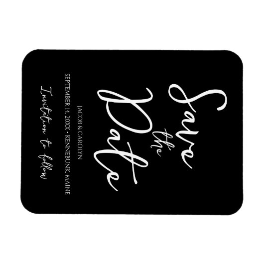 Minimalistische Zwart en Wit Save the Date Magneet (Horizontaal)