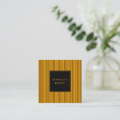 Minimalistische Zwart & Geel QR Code Stripes Bakke Vierkante Visitekaartje (Staand voorkant)