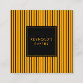 Minimalistische Zwart & Geel QR Code Stripes Bakke Vierkante Visitekaartje (Voorkant)