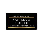 Minimalistische Zwart & Goud Body Butter Jar Produ Etiket (Voorkant)