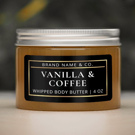 Minimalistische Zwart & Goud Body Butter Jar Produ Etiket
