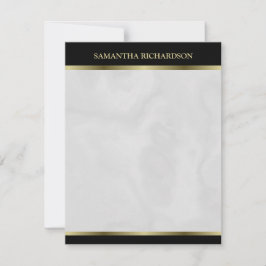 Minimalistische Zwart Goud en Grijs Marmeren Naam Notitiekaartje