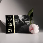 Minimalistische Zwart Goud Fotobruiloft Bewaar de  Folie Uitnodiging