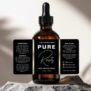 Minimalistische Zwart & Goud Hair Oil Dropper Fles Etiket