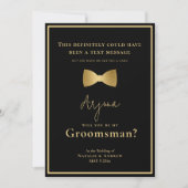 Minimalistische Zwart & Goud Tuxedo Funny Groomsma Kaart (Voorkant)